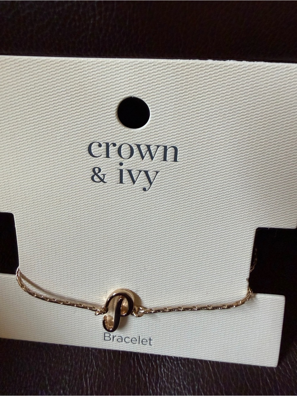 Crown & Ivy Gold Initial P Monogram Bracelet - NWT Retail $20